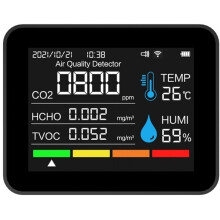 12-in-1-WLAN-Luftqualitätsmonitor mit Messung Von Feinstaub, Schadstoffen (PM2,5), Thermometer, Temperatur, Luftfeuchtigkeit und CO2-Konzentration