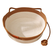 Handwoven Rattan Cat Bed with Toy Tail – Breathable