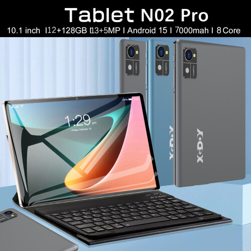 XGODY N02 Pro 10.1" 256GB ROM Unlocked Tablet Android 15 Octa-Core 2-in-1 Grey