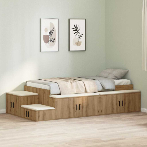 VidaXL vidaXL Storage Bed Frame Artisan Oak 80 cm Engineered Wood
