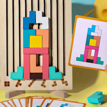 Montessori Wooden Brain Blocks Set Creative STEM Educational Shape Puzzle for Toddler Brain Development & Gifting