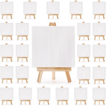 24 Pack Canvas with Easel Set, 4x4" Small Canvases for Painting, Pre-Stretched, Primed,for Acrylic & Oil Painting