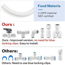 1/4" Refrigerator Water Kit 32.8FT,LLDPE Tubing with Push-to-Connect Fittings,for Ice Maker,Water Filter,RO System