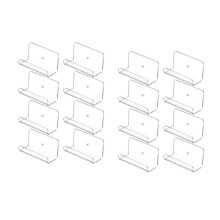 16pcs Clear Acrylic Wall Display Shelf, Book and Magazine Rack, Floating Holder for Collections, Living Room Study