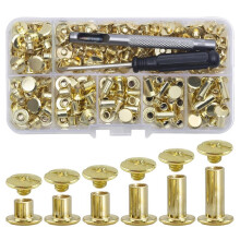 110pcs Chicago Screws Leather Rivets Assorted Screw Rivet Chicago Binding Screws for Decorate and Repair Leather C