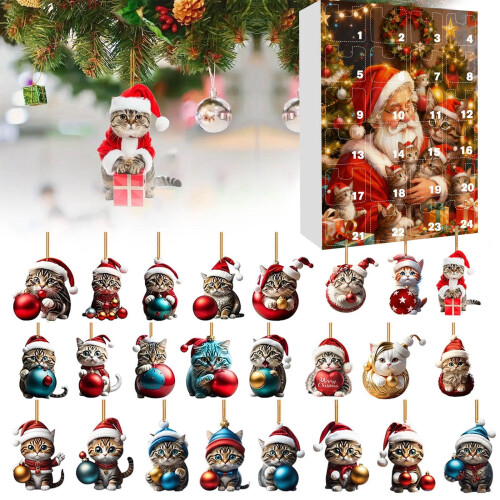 Acrylic Red Hat Cat Advent Calendar 2025 – 24 Pieces 1