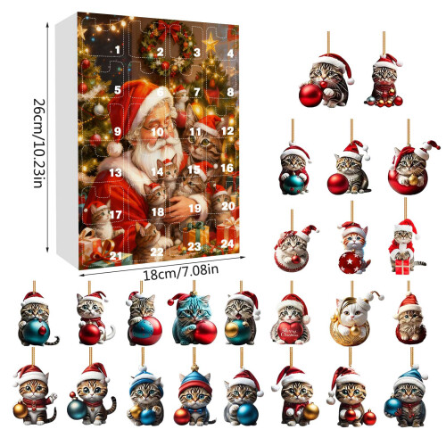 Acrylic Red Hat Cat Advent Calendar 2025 – 24 Pieces 2