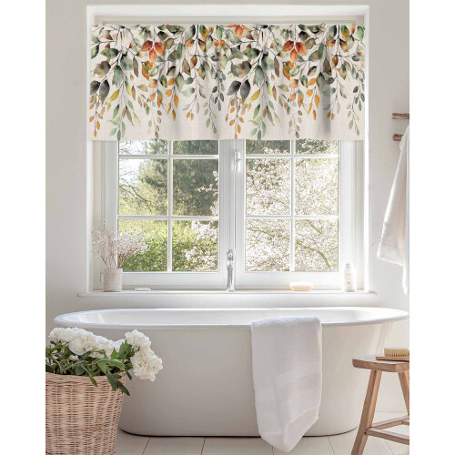 Sage Green Eucalyptus Orange Gradient Valance 42x12in Linen 2