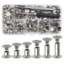 110pcs Chicago Screws Leather Rivets Assorted Screw Rivet Chicago Binding Screws for Decorate and Repair Leather B