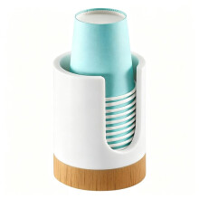 Bathroom Cup Dispenser, 3oz Dixie Cup Dispenser, Gravel White Cotton Pad Holder, Elegant Marble Finish, for Bathrooms