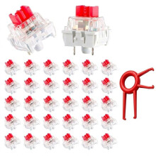 50 Pcs DIY Mechanical Keyboard Switches with Puller, Dustproof 3Pin Red Keyboard Clicker for Keyboard Replacement