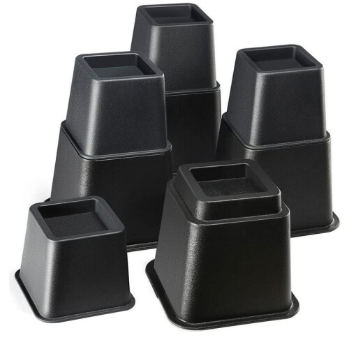 Adjustable Bed Risers - Elevation in 3.75 8.75 Inch - Heavy Duty Stackable Furniture Risers Supports 1,300 Lbs, 8PCS 1