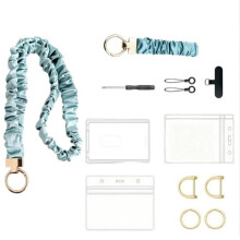 Breakaway Scrunchie Lanyard with Id Holder Stretchy Teacher Lanyard for Id Badges Keys for ID Badges Lake Green