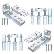 For Double Folding Door Adjustable Top Hinge Bracket Kit - Stainless Steel for Laundry Closet Sliding Wardrobe Doors