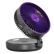 5000mAh Rechargeable Multifunctional Fan 4 Speed 90 Folding Wall Mounted Portable Fan with Warm Night Light