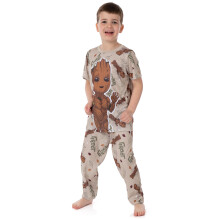 (9-10 Years) Marvel Groot Short Sleeve Long Leg Pyjama Set (Unisex Kids Brown)