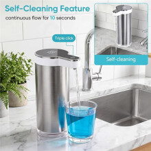 Distributeur de Savon Automatique Sans Contact, 11,8 Oz/350 Ml, Distributeur de Savon pour les Mains en Acier Inoxydable avec 4 Niveaux pour Cuisine
