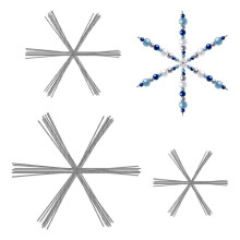 24 Stuks Kerst Sneeuwvlok Draad Kerst Kralen Benodigdheden, 3.7/4.5/6 Inch Kerst Kralen Draad voor Sieraden Maken Wikkeldraad