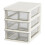 Clear Desktop Storage Box with Drawer - Heightened Table Organizer for Home & Cosmetics White 3-Layer 1