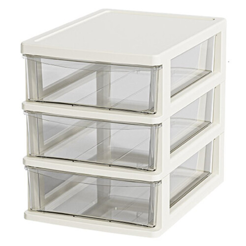Clear Desktop Storage Box with Drawer - Heightened Table Organizer for Home & Cosmetics White 3-Layer