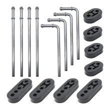 16PCS Rubber Exhaust Hanger Rod Set Heavy Duty 3/8"(10MM) Rod 907.6" Long + Straight 10" Long Muffler Hanger
