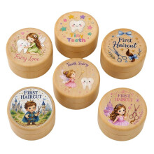 6 Stuks Houten Baby Tand Haar Herinneringsdoos, Multifunctionele Houten Opbergdoos voor Tanden Haar Ringen Sieraden