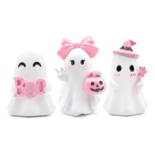 Figurines Halloween Desk Decor Kawaii Resin Statue Tiered Tray 3Pcs Cute Witch Pumpkin Women Girls