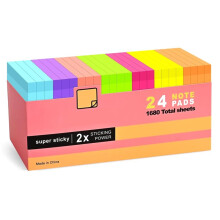 24 Pack Sticky Notes, 3 X 3 Strong Adhesive Self-Stick Note Pads,2X Super Sticky Self-Stick Note Pads for Offices Class