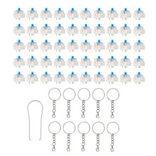 50PCS Mechanical Keyboard Switches 3 Pin MX Style Clicky Switches with 10 Keychains for 3D Printed Fidget Projects