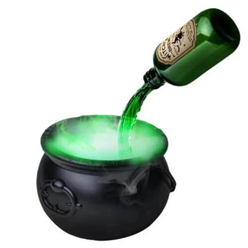 Halloween Decorations Indoor-Cauldron Halloween Decor with Magic Floating Potion Bottles and Diffuser for Spooky
