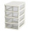 Clear Desktop Storage Box with Drawer - Heightened Table Organizer for Home & Cosmetics White 4-Layer 1