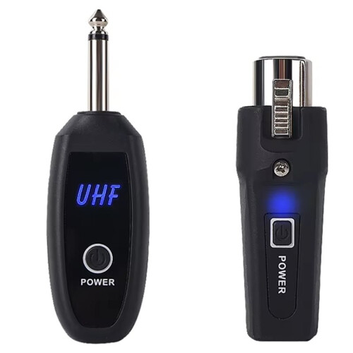UHF Wireless Microphone Transmitter Receiver System, Plug and  XLR Wireless Audio Adapter for Mic Mixer Stage Use