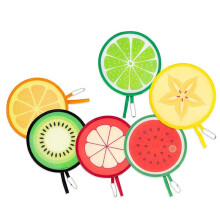 Folding Hand Fan Fruit Print Round Pocket Fan for Summer Beach Travel Festival Party Outdoor Decoration Handheld Fan
