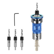 Countersink Drill Bit with Adjustable Stop for Woodworking - 4 Flute 1/4 Hex Shank Set for  Plywood Cabinet Shelf