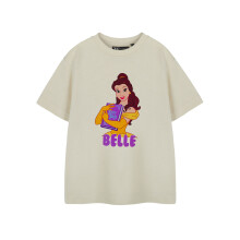 (3-4 Years) Disney Beauty and the Beast Short Sleeved T-Shirt (Girls Beige)