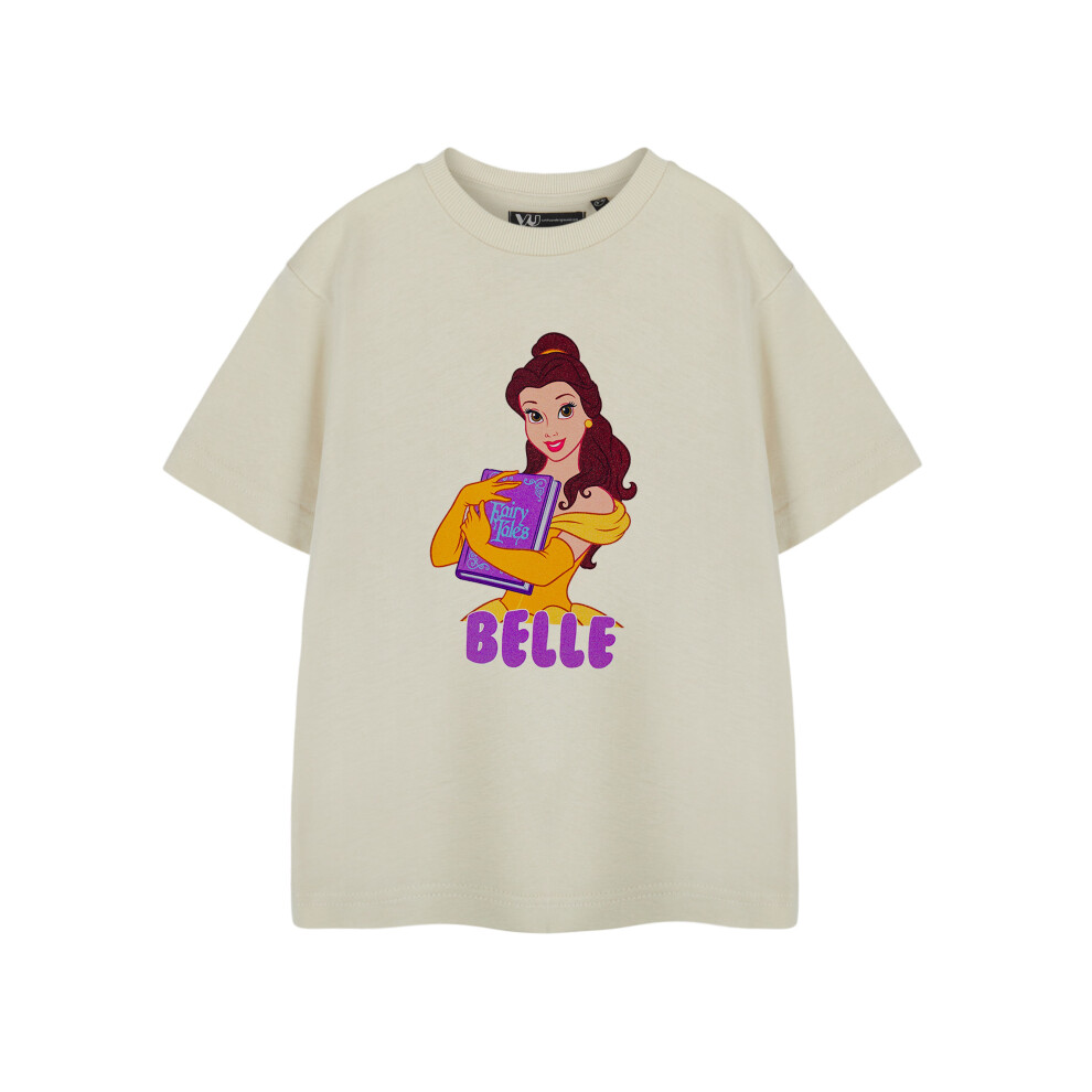 Disney Beauty And The Beast Short Sleeved T-Shirt (Girls Beige)