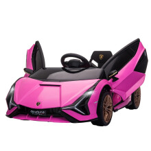 Lamborghini Sian Licensed Electric Car for Kids, 12V Kids Electric Ride on Car with Dual Motors, Remote Control, Pink