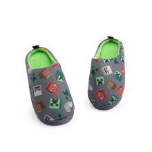 (4 UK Child) Minecraft Slip On Loafer Slippers (Boys Grey)