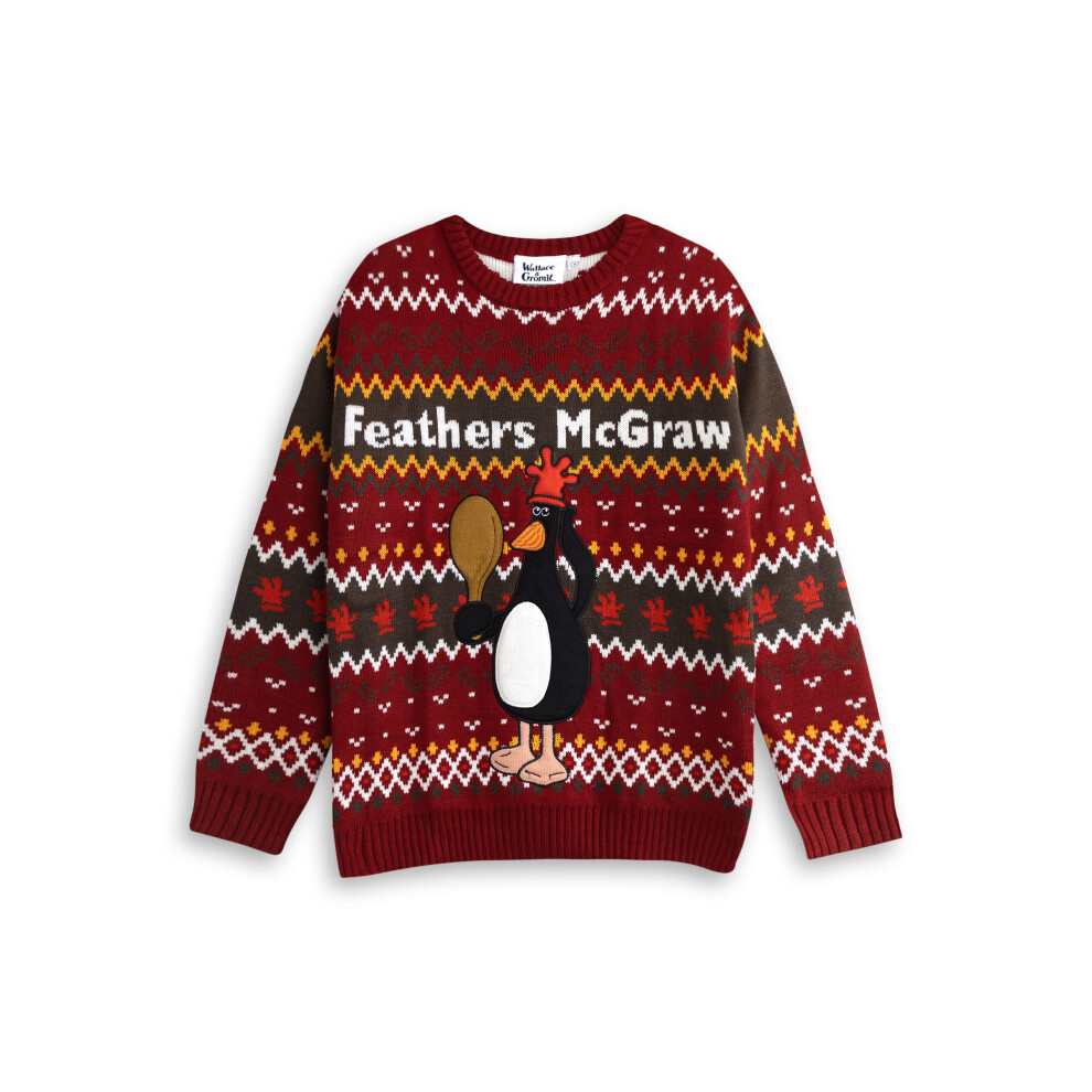 Wallace And Gromit (Large) Christmas Jumper (Unisex Red)