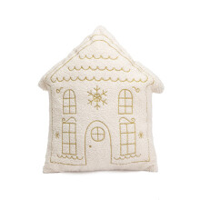 Snow House Pillow White Plush 17.7 Inches