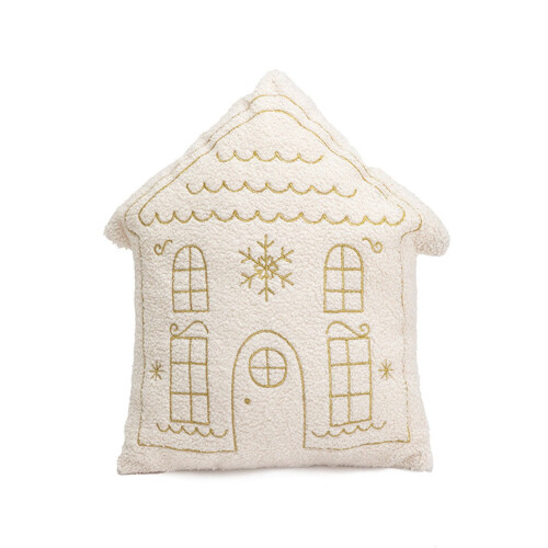 Snow House Pillow White Plush 17.7 Inches