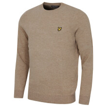 (M, Oatmeal) Lyle & Scott Mens Lambswool Blend Crew Neck Jumper Golf Sweater