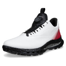 (UK 9-9.5, White/Chili Red) Ecco Mens Biom C5 BOA GTX Spikeless Waterproof Leather Golf Shoes