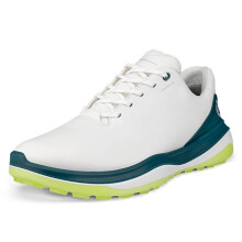 (UK 12-12.5, White/Baygreen) Ecco Mens 2026 LT1 Lace Up Waterproof Spikeless Leather Golf Shoes
