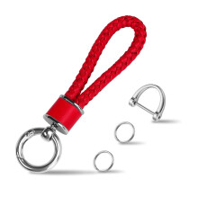 Leather Weave Keychain with 360 Rotatable D-ring and