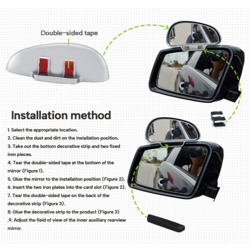 Car Parking Mirror Wide Angle Adjustable Rear View 1
