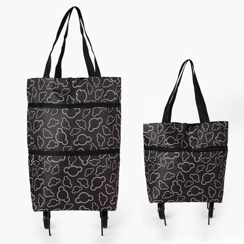 Foldable Grocery Cart Black Oxford Fabric 1 Pack