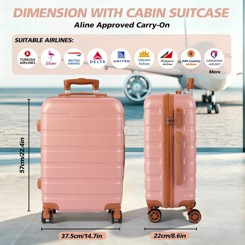 Rose Gold 20" ABS Carry-On Luggage 1