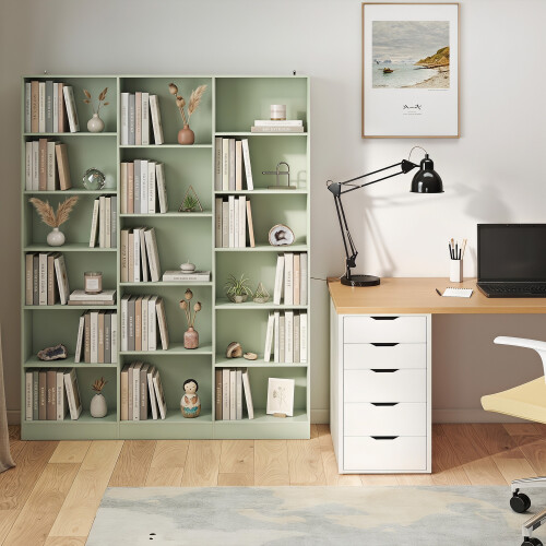 Homcom HOMCOM Bookcase Freestanding Open Storage Shelf with 17 Compartments 1