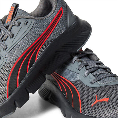 Puma (3 UK, Grey/Red) Puma Childrens/Kids FlexFocus Lightweight Flat Trainers 2